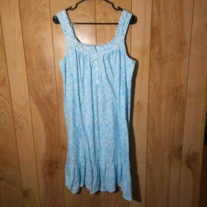 Secret Treasures Sleeveless Gown Blue Floral Knit MIDI Length Nightgown Sz L